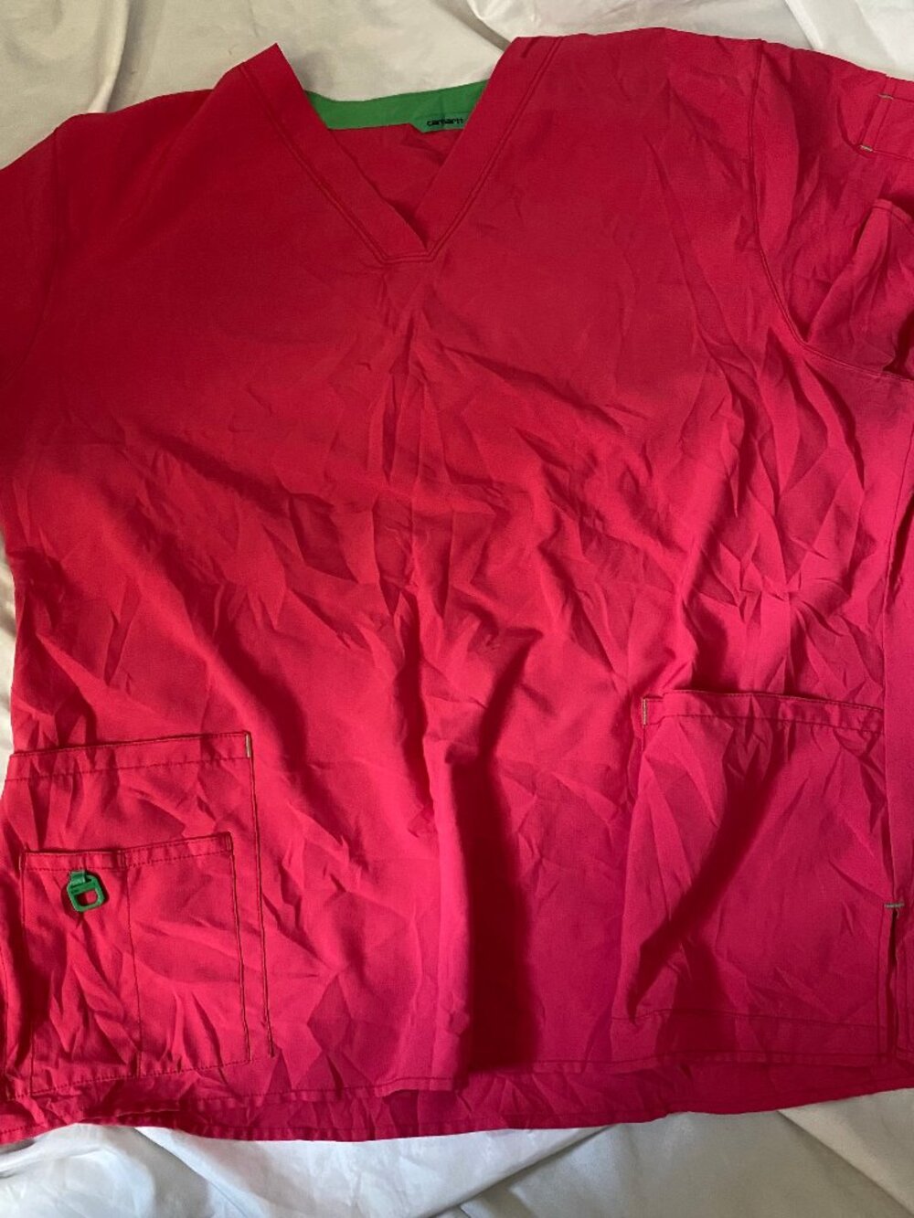 Carhartt Force Medical Scrub Top Short Sleeve V Neck Flex Scrubs Women's Size M